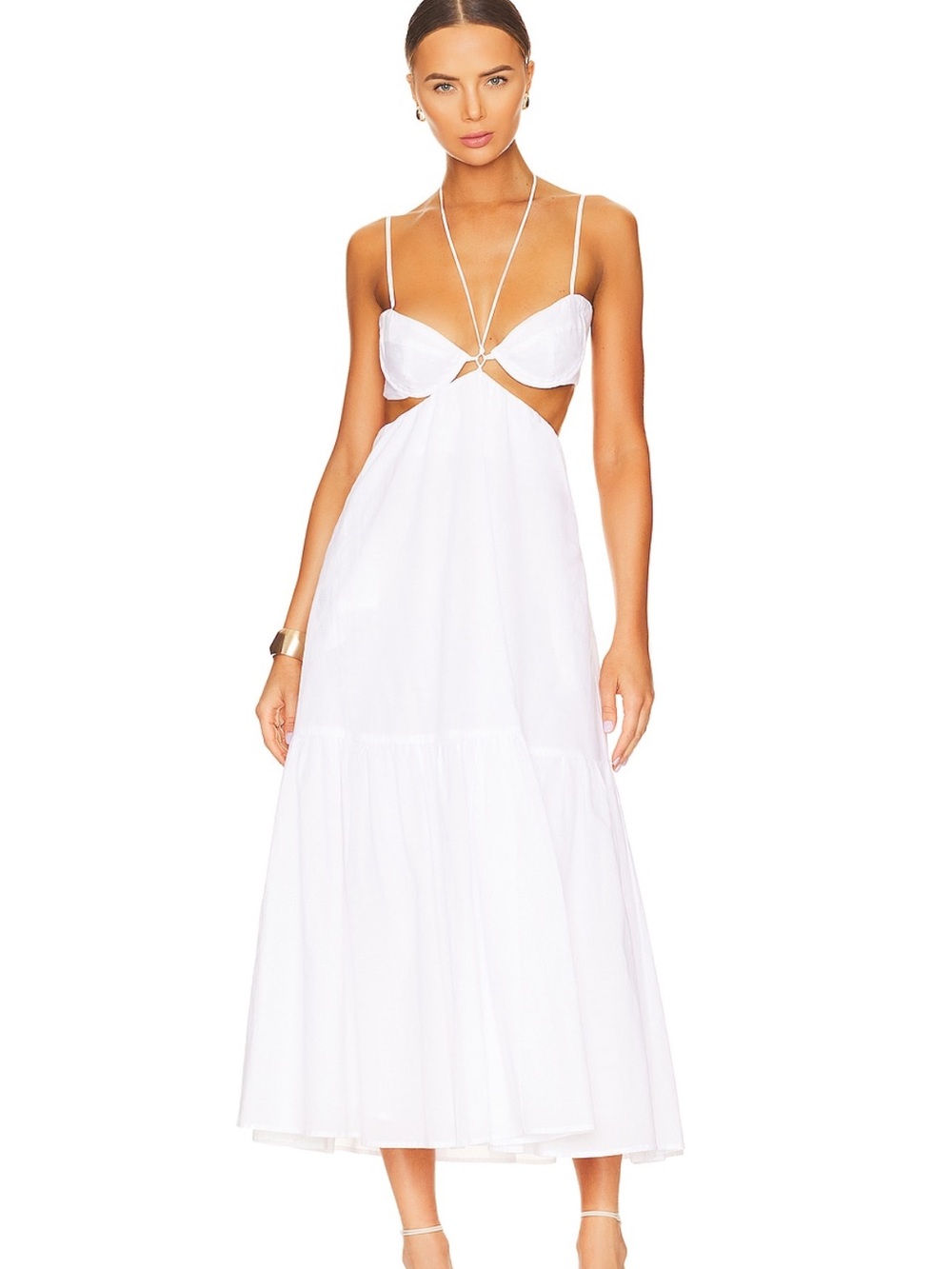 Bardot White Maxi Dress with Cutout Bodice